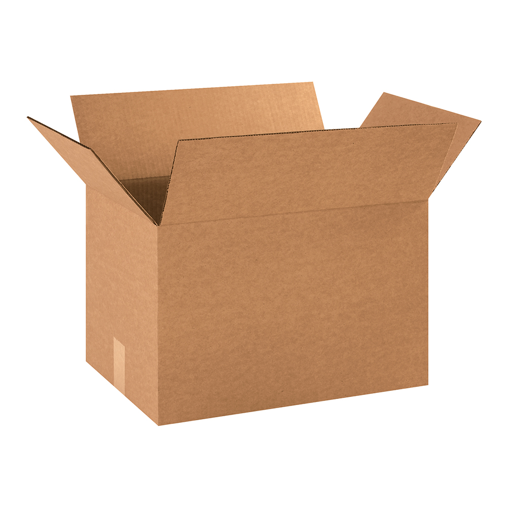 A tall, rectangular brown Box Partners™ carton with four open flaps 18 x 12 x 12" Corrugated Boxes